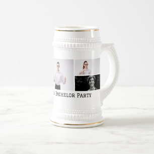 Personalisierte 5-Foto-Bachelor-Party Bierglas