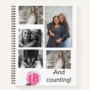 Personalisierte 5-Foto-Collage 18. Geburtstag Notizbuch