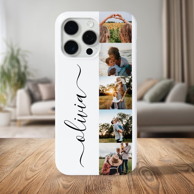 Personalisierte 5-Foto-Collage mit Monogramm iPhone Hülle (Von Creator hochgeladen)