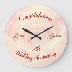 Personalisierte 5. Hochzeitstag Große Uhr