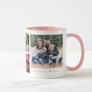 Personalisierte 6-Familien-Foto-Collage Rosa und G Tasse
