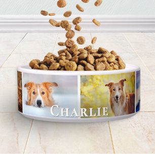 Personalisierte 6-Foto-Hunde Namenscollage Keramik Napf