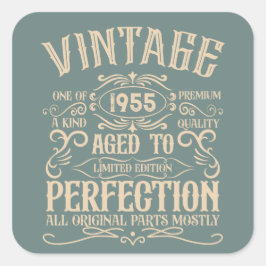 Personalisierte 70 Vintage Geburtstagsparty Quadratischer Aufkleber