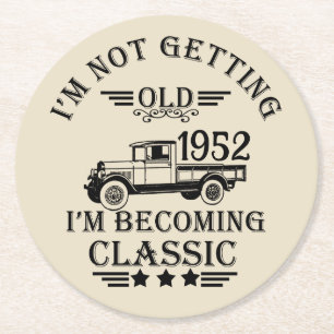 Personalisierte 70 Vintage Geburtstagsparty Runder Pappuntersetzer