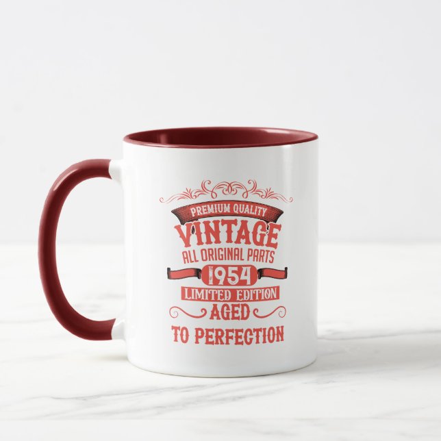 Personalisierte 70 Vintage Geburtstagsparty Tasse (Links)