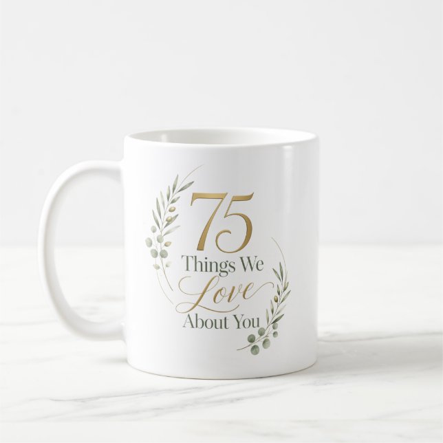 Personalisierte 75 Dinge, die wir an dir lieben Kaffeetasse (Links)