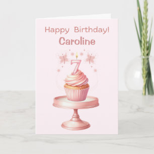 Personalisierte 7. Geburtstagskupcake-Karte Karte