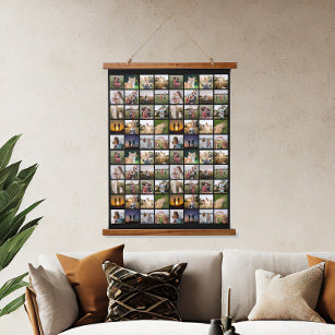 Personalisierte 80-FotoCollage Wandteppich Mit Holzrahmen