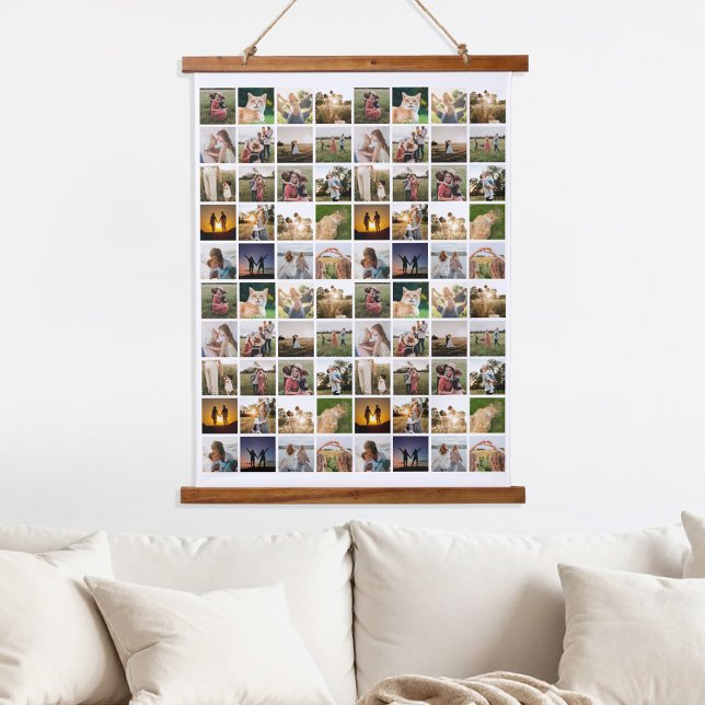 Personalisierte 80-FotoCollage Wandteppich Mit Holzrahmen (Von Creator hochgeladen)