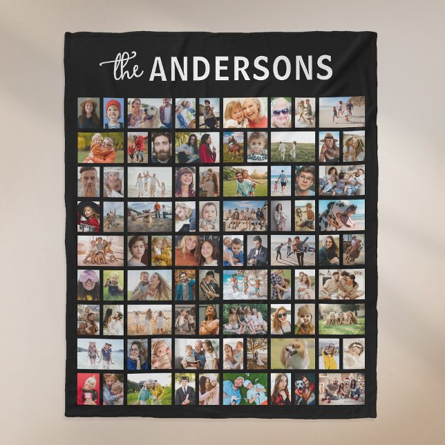 Personalisierte 81-Foto-Collage Schwarz Fleecedecke (Von Creator hochgeladen)