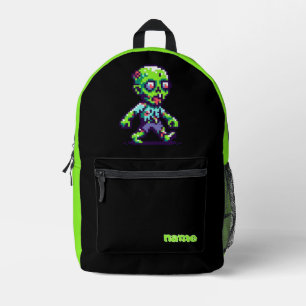 Personalisierte 8-Bit lustige Zombie Halloween Bedruckter Rucksack