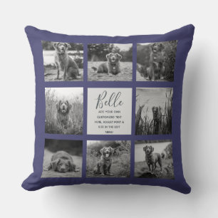 Personalisierte 8-Foto-Collage Navyblau Kissen