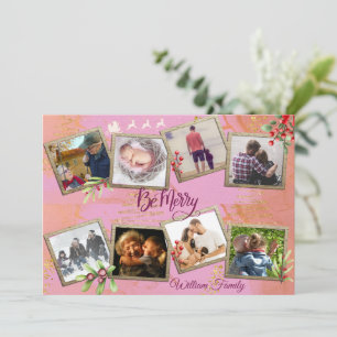 Personalisierte 8-Foto-Familien-Collage Frohe Weih Feiertagskarte