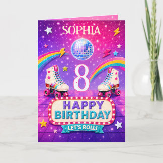 Personalisierte 8. Geburtstag-Roller-Disco-Karte M Karte