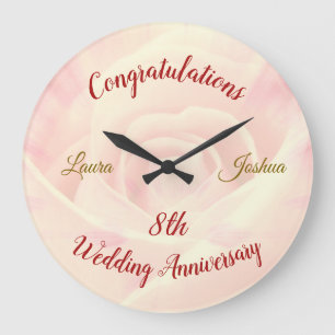 Personalisierte 8. Hochzeitstag Große Uhr