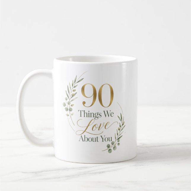 Personalisierte 90 Dinge, die wir an dir lieben Kaffeetasse (Links)