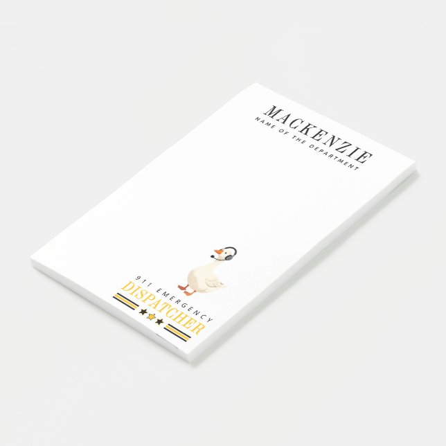 Personalisierte 911-Dispatcher-Gans mit Headset Post-it Klebezettel (angewinkelt)