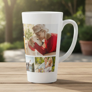 Personalisierte 9-Foto-Collage Moderne Name Milchtasse