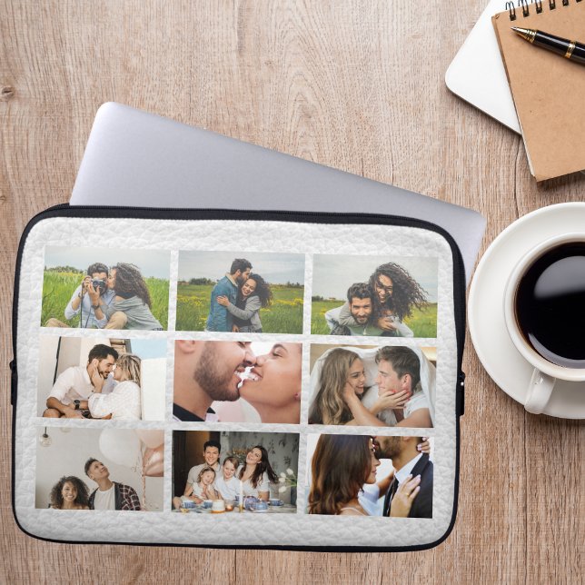 Personalisierte 9-Foto-Collage modernes weißes Led Laptopschutzhülle (Von Creator hochgeladen)