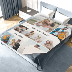 Personalisierte 9-Foto-Collage Schwarz und Weiß Sherpadecke