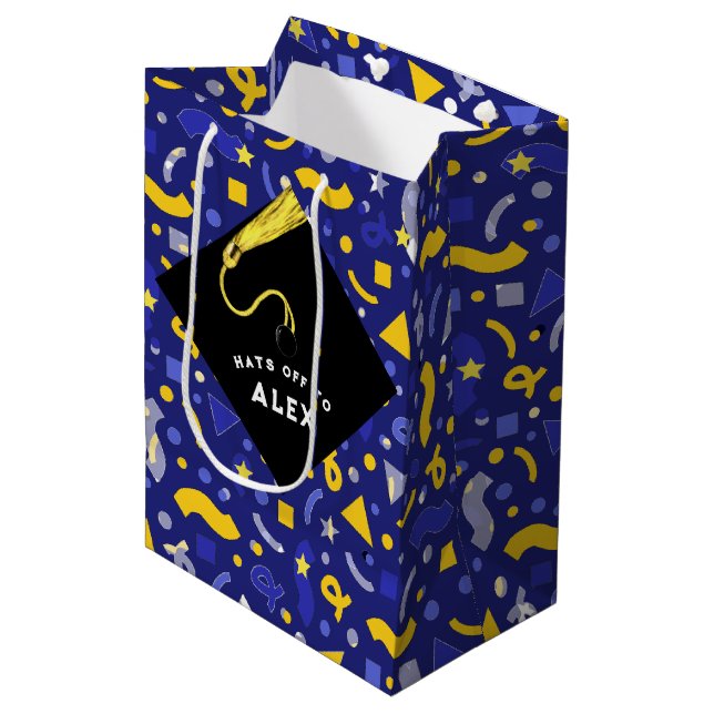 Personalisierte Abschluss-Geschenktasche Medium Mittlere Geschenktüte (Vorderseite Schrägansicht)