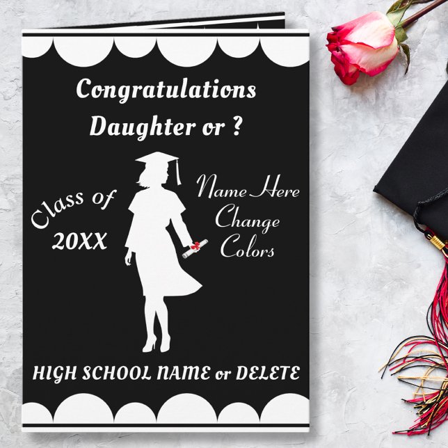 Personalisierte Abschluss-Karten für Tochter- oder Karte (Graduation Card to Daughter. Graduation Card for Granddaughter. Graduation Card for Niece and Her.)