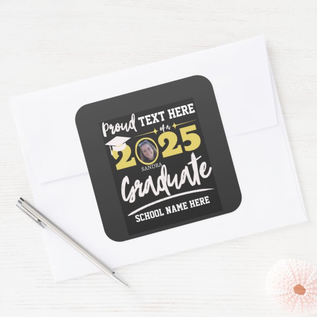 Personalisierte Abschluss-Klasse der Proud-Familie Quadratischer Aufkleber (Umschlag)