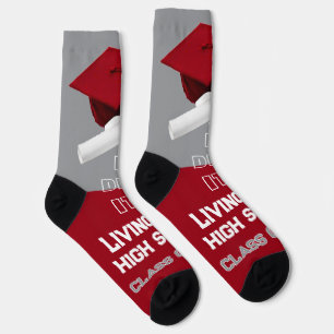 Personalisierte Abschluss Socken - Rot & Grau