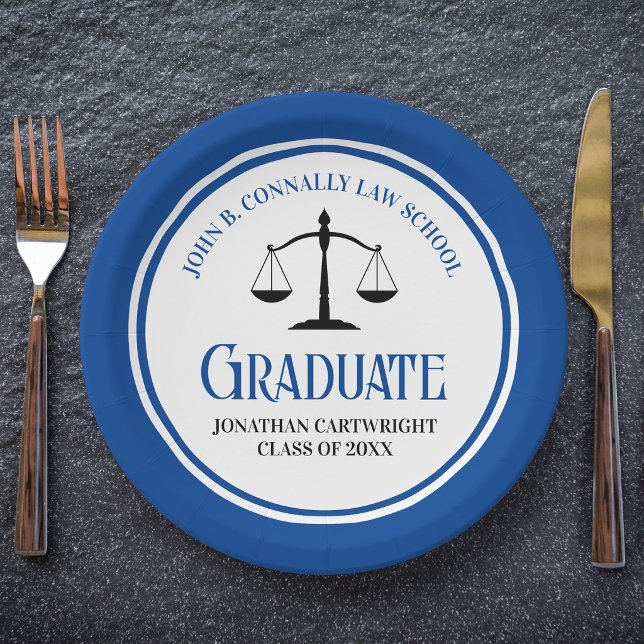 Personalisierte Abschlussfeier der Blue Law School Pappteller (Von Creator hochgeladen)