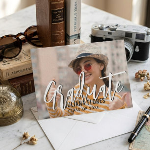 Personalisierte Abschlussfeier-Foto-Einladung Postkarte