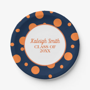 Personalisierte Abschlussfeier in Navy Blau mit or Pappteller