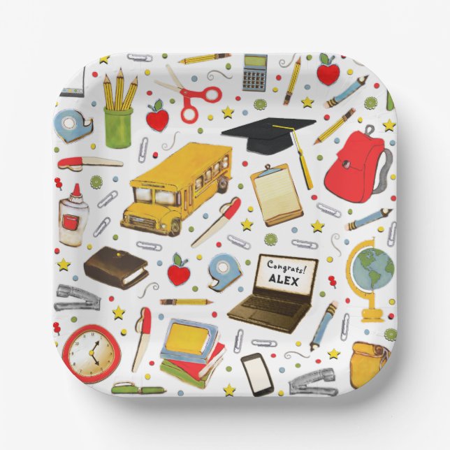 Personalisierte Abschlussfeier-Papierteller Pappteller (Vorderseite)