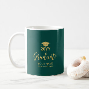 Personalisierte Abschlussgeschenke in Gold und Grü Kaffeetasse