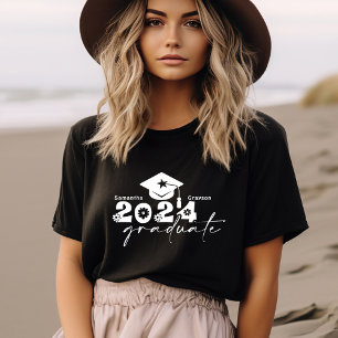 Personalisierte Abschlussklasse 2024 Schwarz & Wei T-Shirt