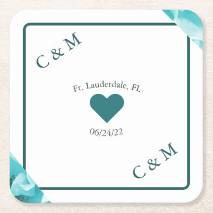 Personalisierte Abstrakte Blu & White Florals Rechteckiger Pappuntersetzer