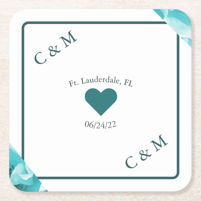 Personalisierte Abstrakte Blu & White Florals Rechteckiger Pappuntersetzer (Vorderseite)