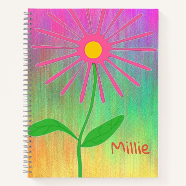Personalisierte Abstrakte Blume SpiralNotebook Notizbuch (Vorderseite)