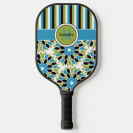 Personalisierte Abstrakte Blüte, Streifen, Mit Mon Pickleball Schläger