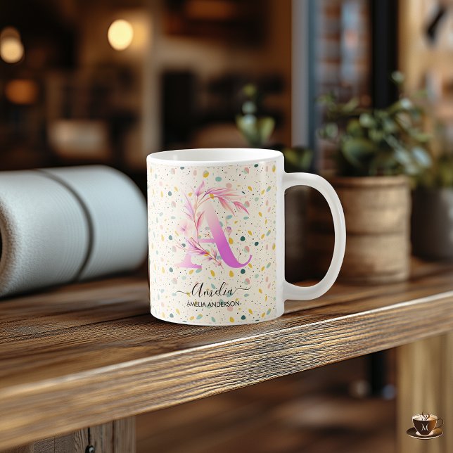 Personalisierte Abstrakte Boho Chic Monogramm-Tass Kaffeetasse (Von Creator hochgeladen)