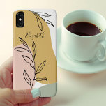 Personalisierte Abstrakte Formen<br><div class="desc">Personalisierte Telefonzelle mit abstrakten Formen und eleganten botanischen Linienzeichnungen. Die Farbpalette ist ockergelb, rot und grün. Die Vorlage ist für Sie Set, um Ihren Namen in hübsche Skripttypografie hinzuzufügen. Entwickelt für iPhone XS Max Gehäuse, aber auch für viele andere Modelle. Wenn Sie ein anderes Modell wählen, Karo, dass es gut...</div>