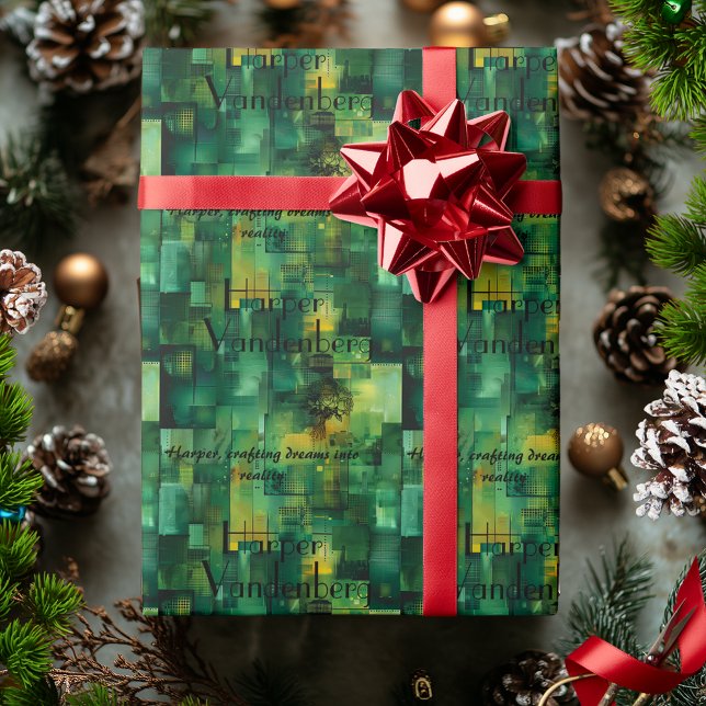 Personalisierte Abstrakte Geschenkwrap mit grüner  Geschenkpapier (Von Creator hochgeladen)