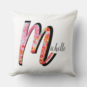 Personalisierte abstrakte Herbstlaub Monogramm m Kissen