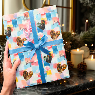 Personalisierte Abstrakte Kunst mit Fotos und Name Geschenkpapier