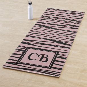 Personalisierte abstrakte Linie Schwarz Rosa Grau Yogamatte