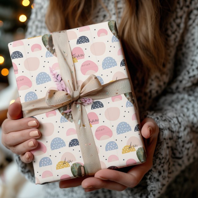 Personalisierte abstrakte Pastelle mit Foto und Na Geschenkpapier (Von Creator hochgeladen)