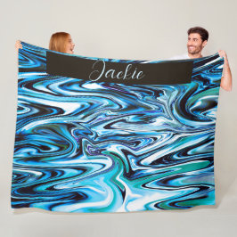 Personalisierte Abstrakte Psychedelic Blue Swirl Fleecedecke