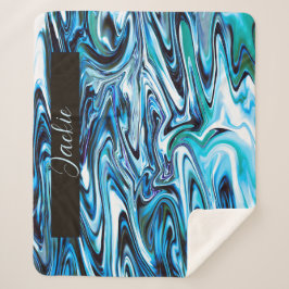 Personalisierte Abstrakte Psychedelic Blue Swirl Sherpadecke