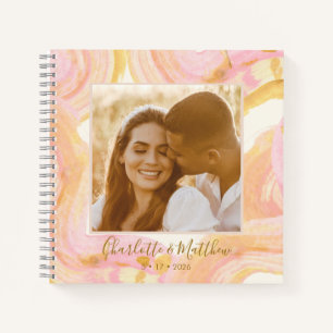 Personalisierte abstrakte rosa Foto-Hochzeitsplanu Notizbuch