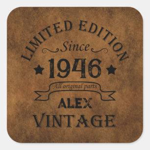 Personalisierte achtzig Vintage 80. Geburtstagsfei Quadratischer Aufkleber