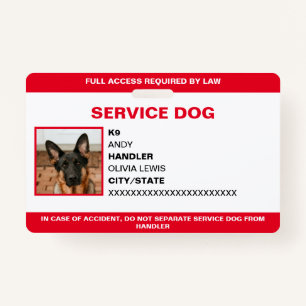 Personalisierte ADA Card Service Dog Foto ID Ausweis